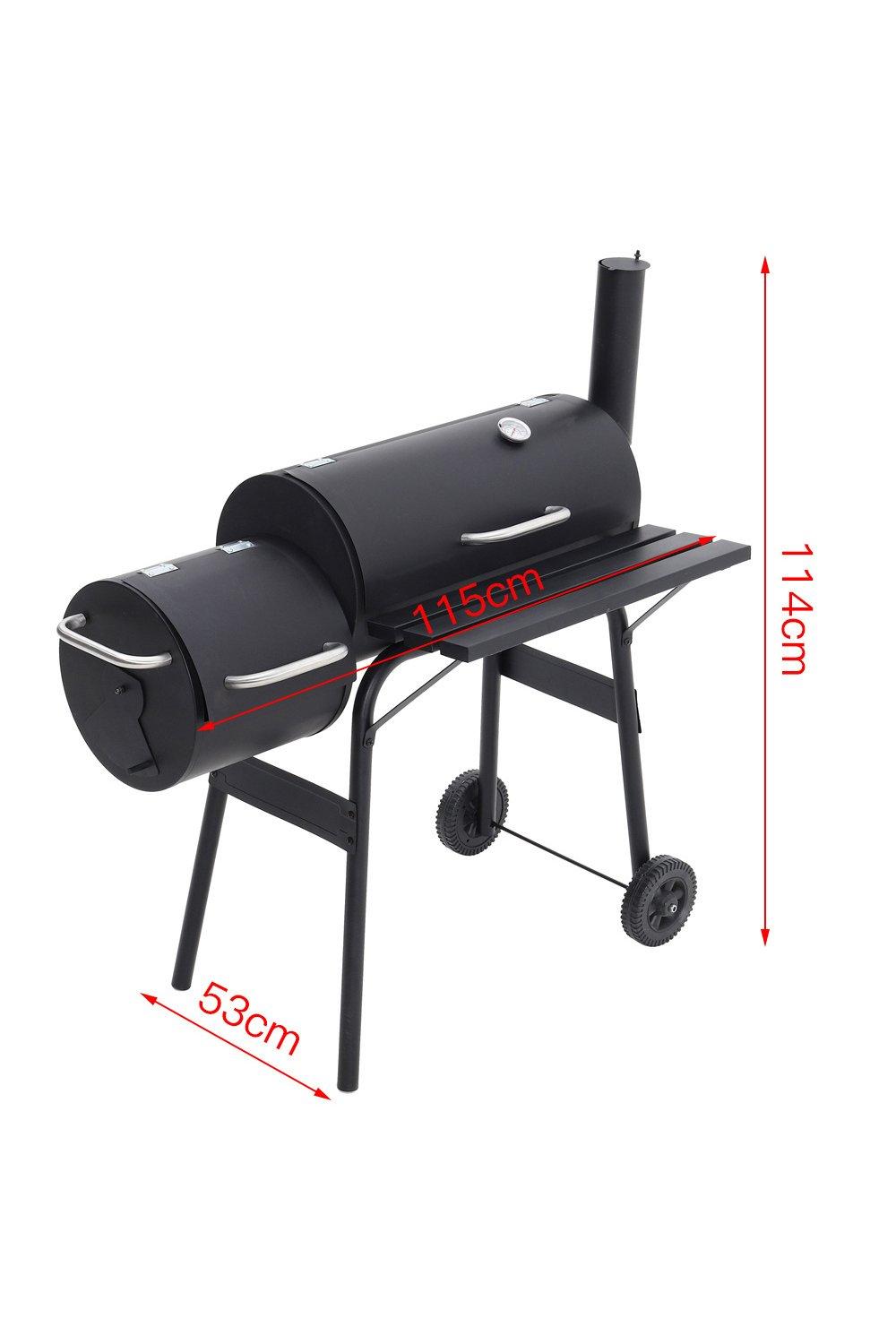 BBQs Outdoor Barrel Charcoal BBQ with Portable Trolley Wheels