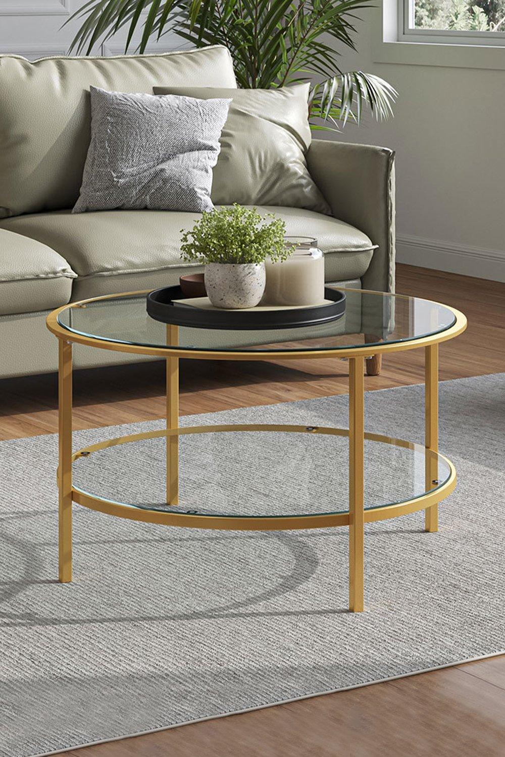 Coffee Side Tables 2 Tier Round Glass Coffee Table Side Table