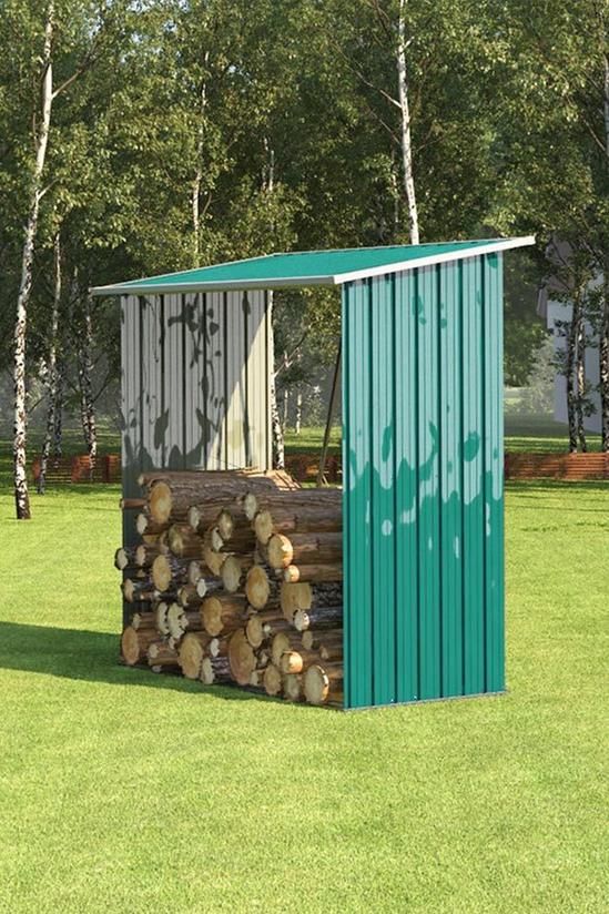 Living and Home Garden Outdoor Metal Firewood Log Storage Shed 1