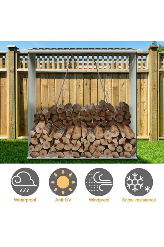 Living and Home Garden Outdoor Metal Firewood Log Storage Shed 5