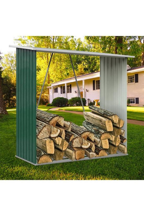 Living and Home Garden Outdoor Metal Firewood Log Storage Shed 6