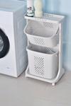 Living and Home 2 Compartments Laundry Basket Bathroom Clothes Storage on Wheels thumbnail 5