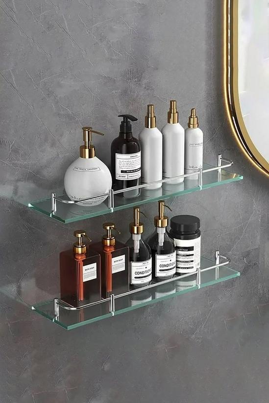Living and Home 50cm Shelf Tempered Glass 6MM Thick Storage Organizer Wall Mounted Bathroom 1