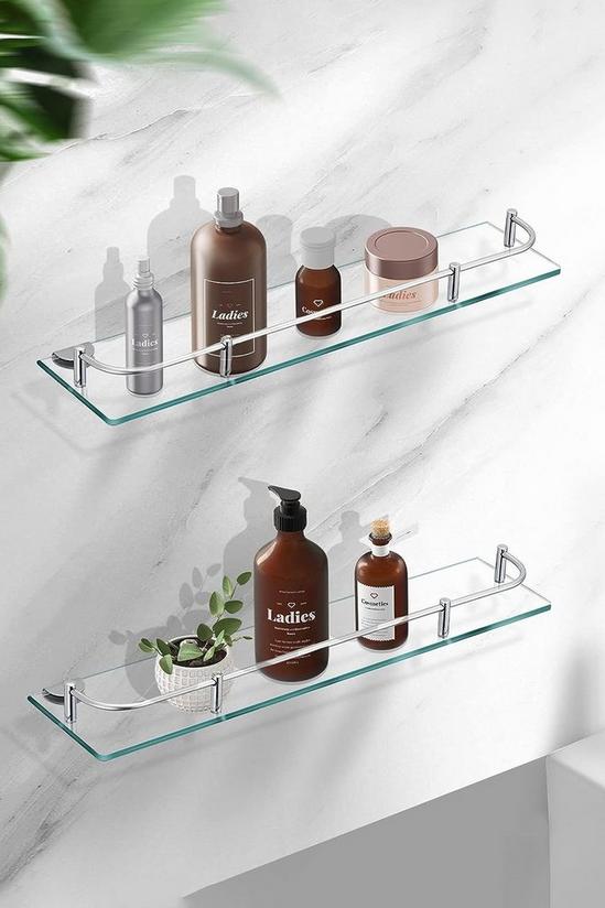 Living and Home 50cm Shelf Tempered Glass 6MM Thick Storage Organizer Wall Mounted Bathroom 5