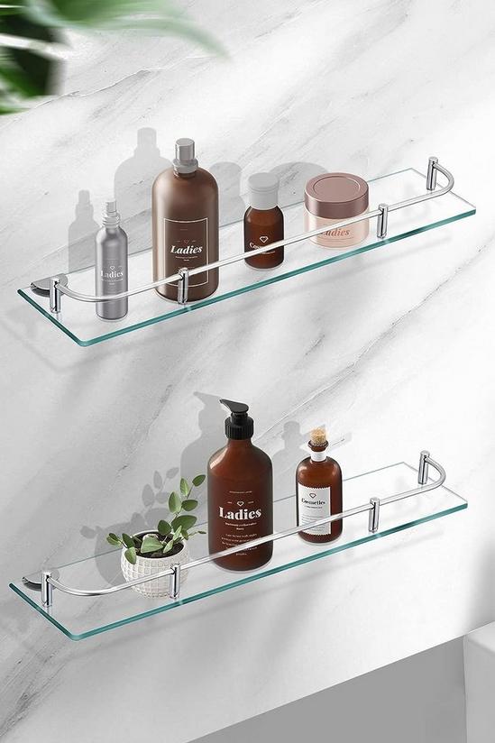 Living and Home 60cm Glass Shelf Tempered Glass 6MM Thick Storage Organizer Wall Mounted Bathroom 1