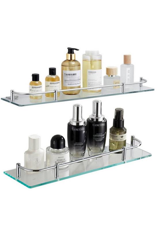 Living and Home 60cm Glass Shelf Tempered Glass 6MM Thick Storage Organizer Wall Mounted Bathroom 3