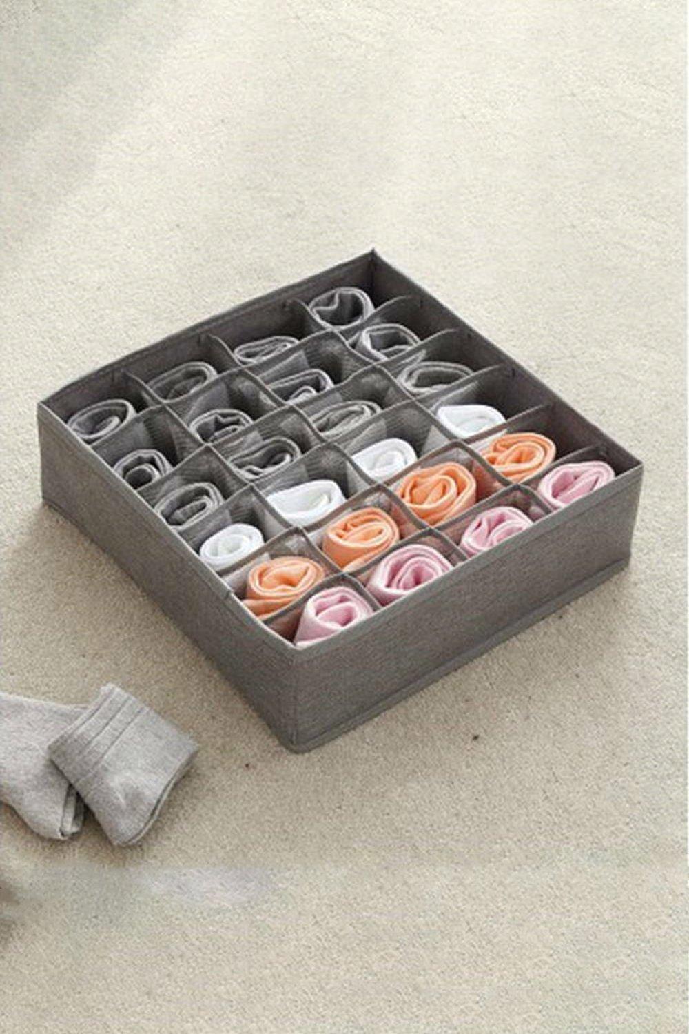  Foldable Underwear Storage Box, 3Pcs Set Organizer Drawer  Divider Compartment, Nylon Divider Bra Socks Panty Storage Bag (Gray) :  Home & Kitchen