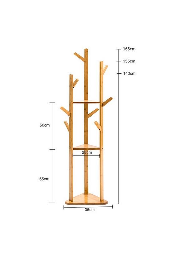 Living and Home Wooden Coat Rack Stand with 3 Shelves for Entryway 6