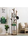 Living and Home Wooden Coat Rack Stand with 3 Shelves for Entryway Corner Clothes Shelf thumbnail 3