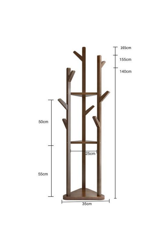 Living and Home Wooden Coat Rack Stand with 3 Shelves for Entryway Corner Clothes Shelf 6