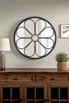 Living and Home Dia 60cm Metal Round Floral Art Deco Window Wall Mirror thumbnail 1