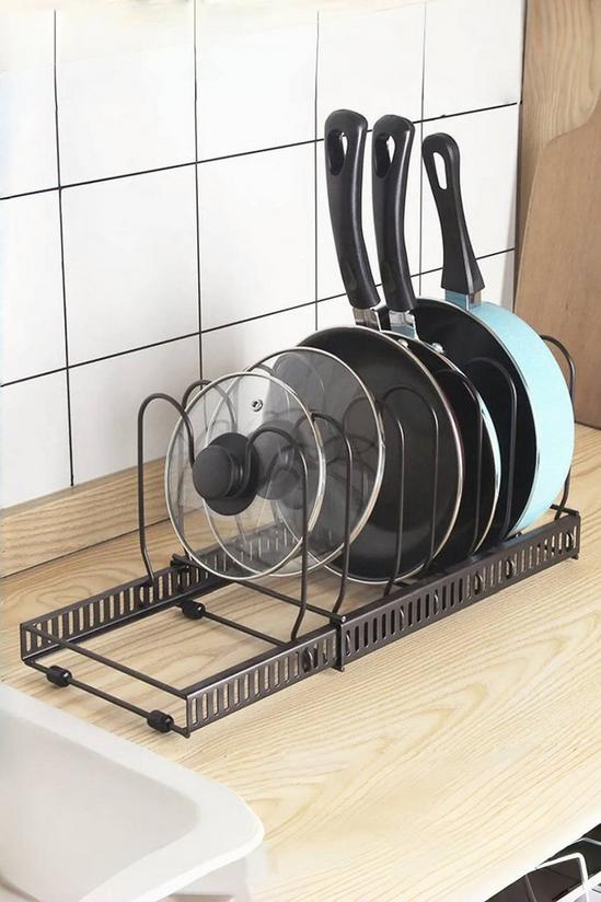 Living and Home 10-Divider Expandable Pot Pan Lid Drainer Rack Detachable Plate Organiser Chopping Board Holder 1