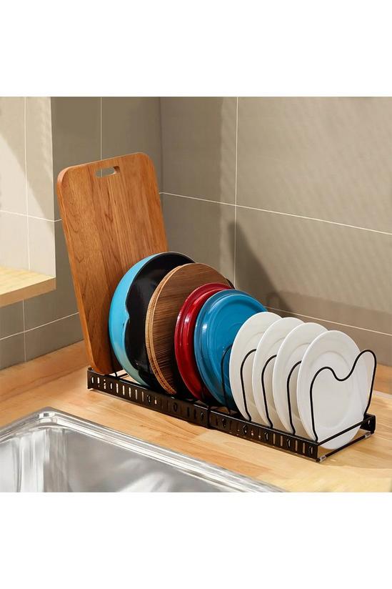Living and Home 10-Divider Expandable Pot Pan Lid Drainer Rack Detachable Plate Organiser Chopping Board Holder 2