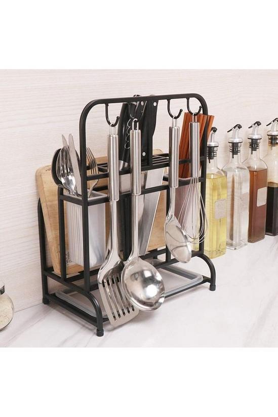 Living and Home Kitchen Metal Knife Holder Chopstick Cutting Board Storage Drain Rack 2