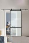 Living and Home Glass Barn Door with Sliding Hardware Kit thumbnail 1