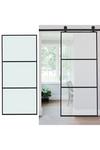 Living and Home Glass Barn Door with Sliding Hardware Kit thumbnail 2