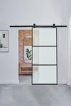Living and Home Glass Barn Door with Sliding Hardware Kit thumbnail 3