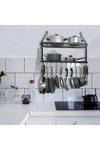 Living and Home 2 Tiers  Wall-Mounted Pan Rack Shelf Pot Holders Storage Drainer with 10 Hooks thumbnail 2