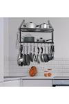 Living and Home 2 Tiers  Wall-Mounted Pan Rack Shelf Pot Holders Storage Drainer with 10 Hooks thumbnail 3