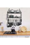 Living and Home 2 Tiers  Wall-Mounted Pan Rack Shelf Pot Holders Storage Drainer with 10 Hooks thumbnail 4