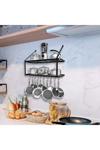 Living and Home 2 Tiers  Wall-Mounted Pan Rack Shelf Pot Holders Storage Drainer with 10 Hooks thumbnail 5