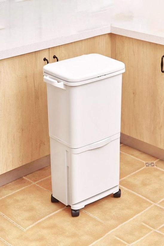 Living and Home 38L Rubbish Bin Dustbin Compartments Removable Pedal Recycling Waste Trash Can Kitchen with Hooks Wheels 3