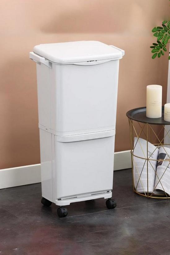 Living and Home 38L Rubbish Bin Dustbin Compartments Removable Pedal Recycling Waste Trash Can Kitchen with Hooks Wheels 6