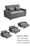 Living and Home 2 Seater Convertible Linen Sofa Pull Out Sofa Bed with Pillow thumbnail 5