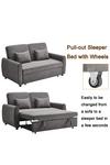 Living and Home 2 Seater Convertible Linen Sofa Pull Out Sofa Bed with Pillow thumbnail 6