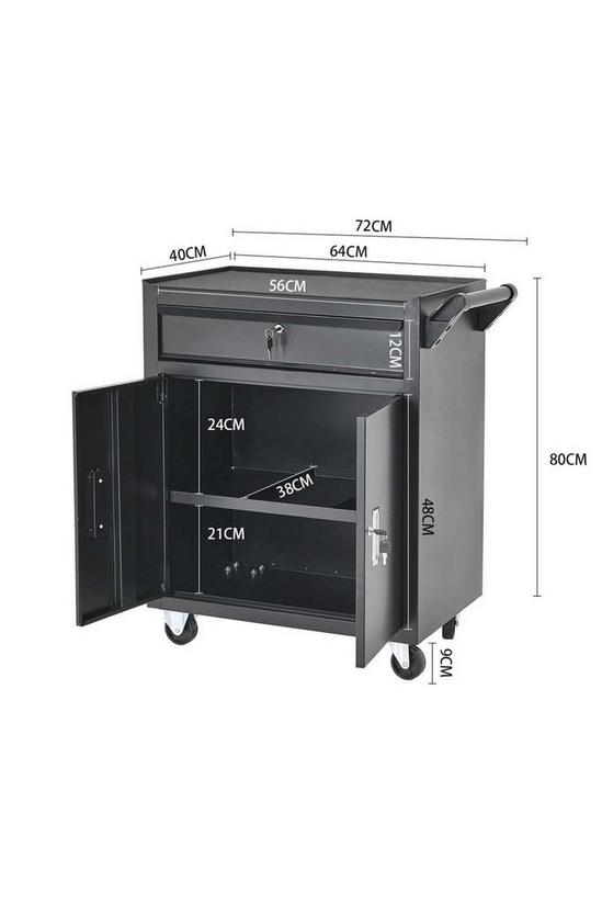 Living and Home Lockable Rolling Tool Storage Cabinet Trolley 3
