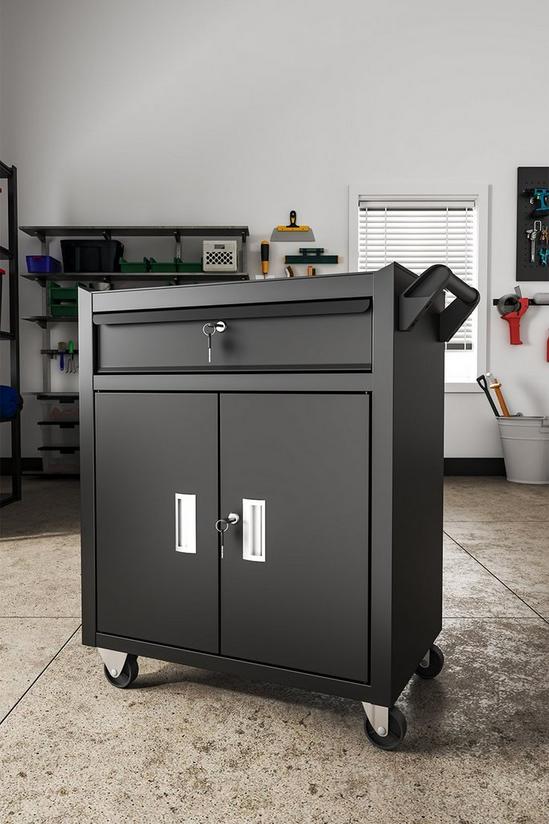 Living and Home Lockable Rolling Tool Storage Cabinet Trolley 6