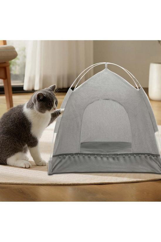 Living and Home Portable Pet Tent Cat Cave Bed with Pom 6