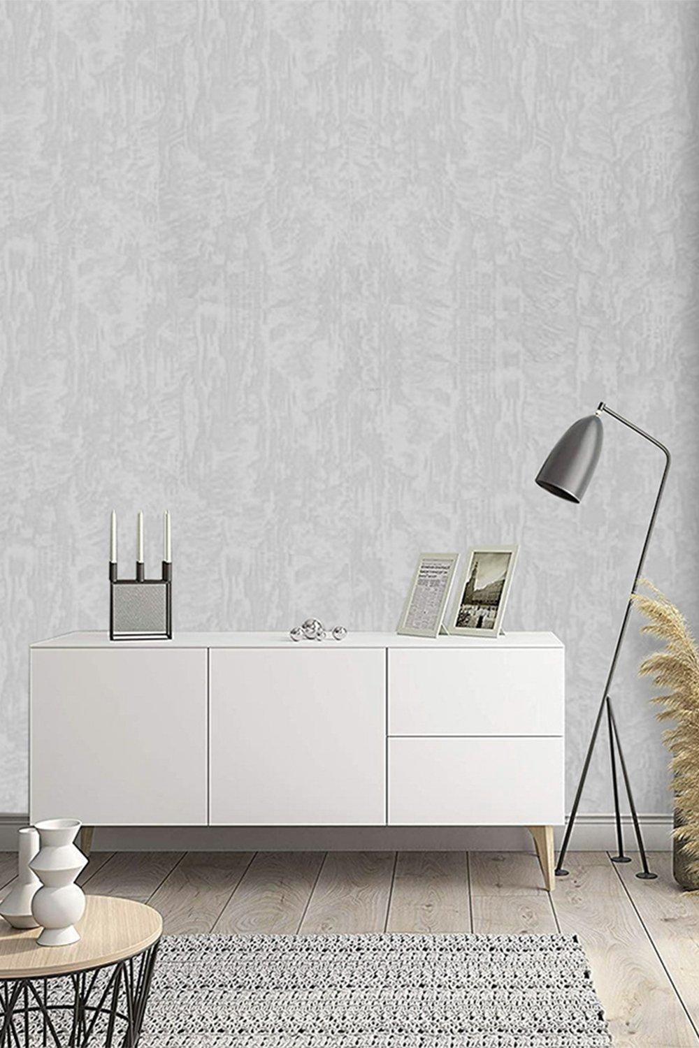 Plain Grey Non-Woven Embossed Wallpaper