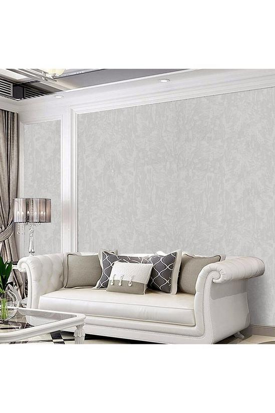 Living and Home 9.5M x 53Cm Plain Grey Non-Woven Embossed Wallpaper Roll 2
