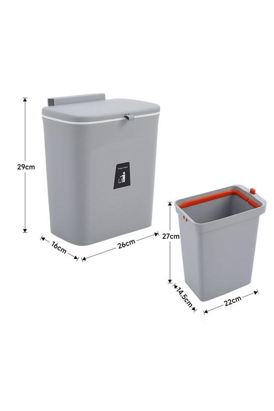 Living and Home 9L Hanging Waste Bin Inner bucket Trash Can With Sliding Lid Kitchen Bathroom 6