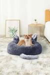 Living and Home Round Plush Pet Dog Cat Calming Bed with Cute Ears 60x60cm thumbnail 1