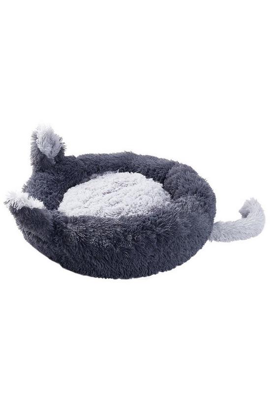 Living and Home Round Plush Pet Dog Cat Calming Bed with Cute Ears 60x60cm 2