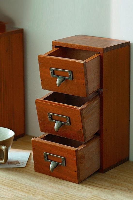 Living and Home Retro Wooden Drawer Organizer Box with 3 Drawer 2