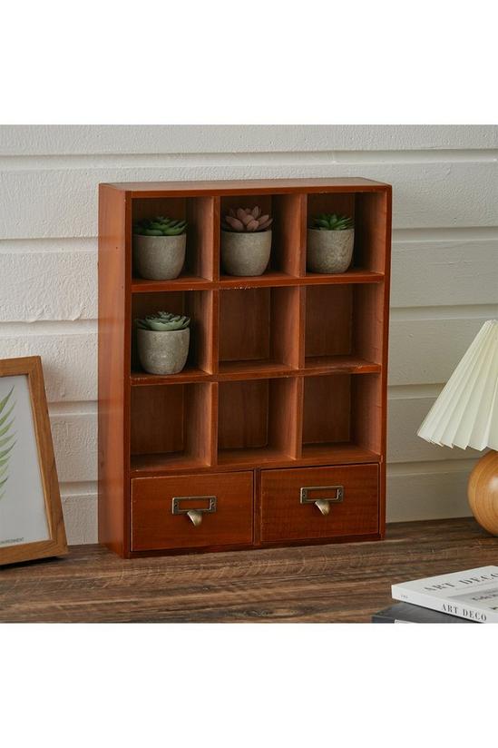 Living and Home Retro Cube Wooden Organizer Box with Drawer 1