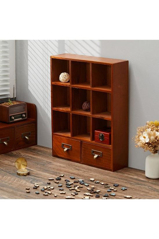 Living and Home Retro Cube Wooden Organizer Box with Drawer 3