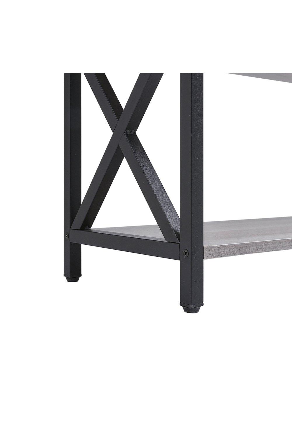 Coffee Side Tables 3 Tier Industrial Style Narrow Wooden