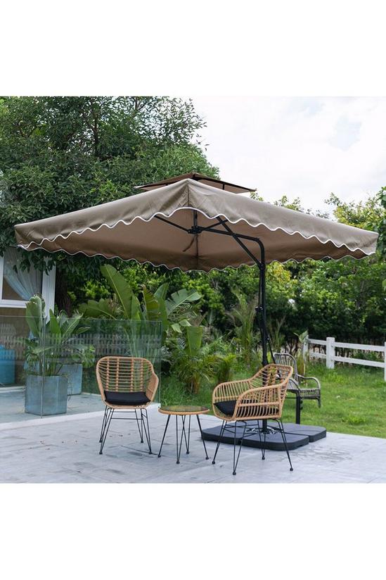 Living and Home Double Top Garden Cantilever Parasol with Square Base 1