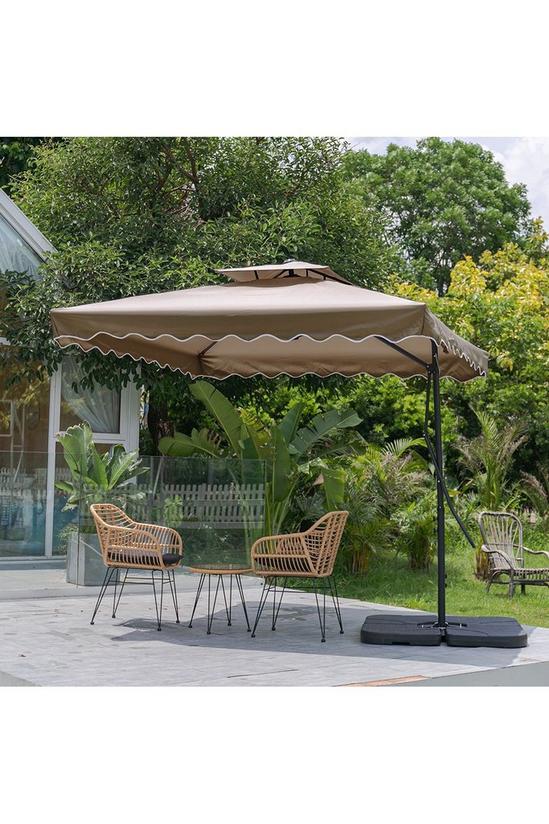 Living and Home Double Top Garden Cantilever Parasol with Square Base 2