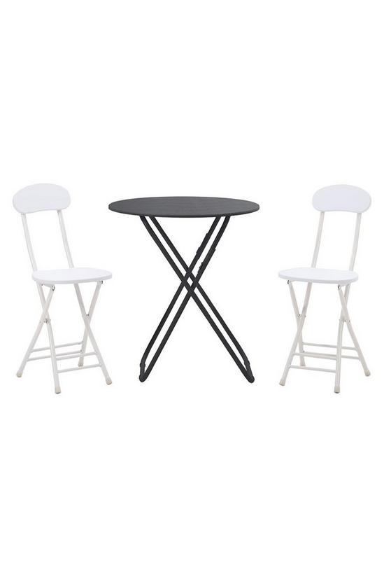 Living and Home 3Pcs Dining Table Set Modern Round Folding Table and Chairs 1