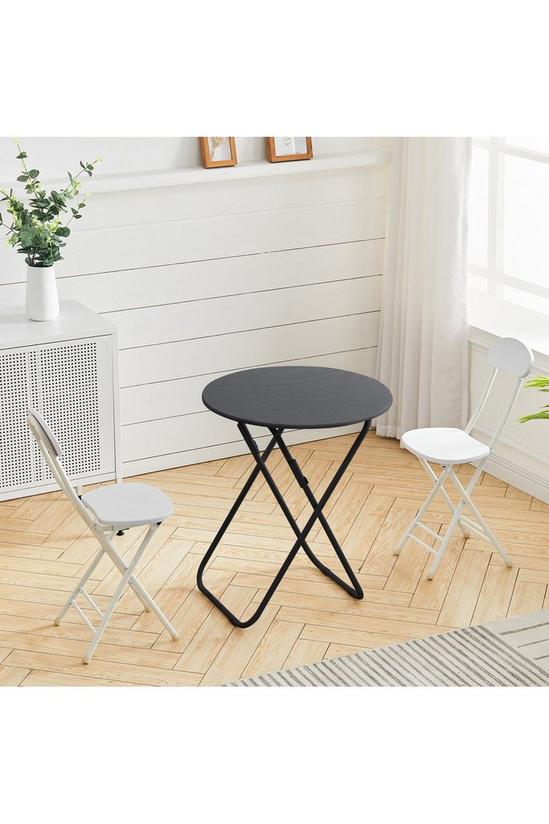 Living and Home 3Pcs Dining Table Set Modern Round Folding Table and Chairs 2