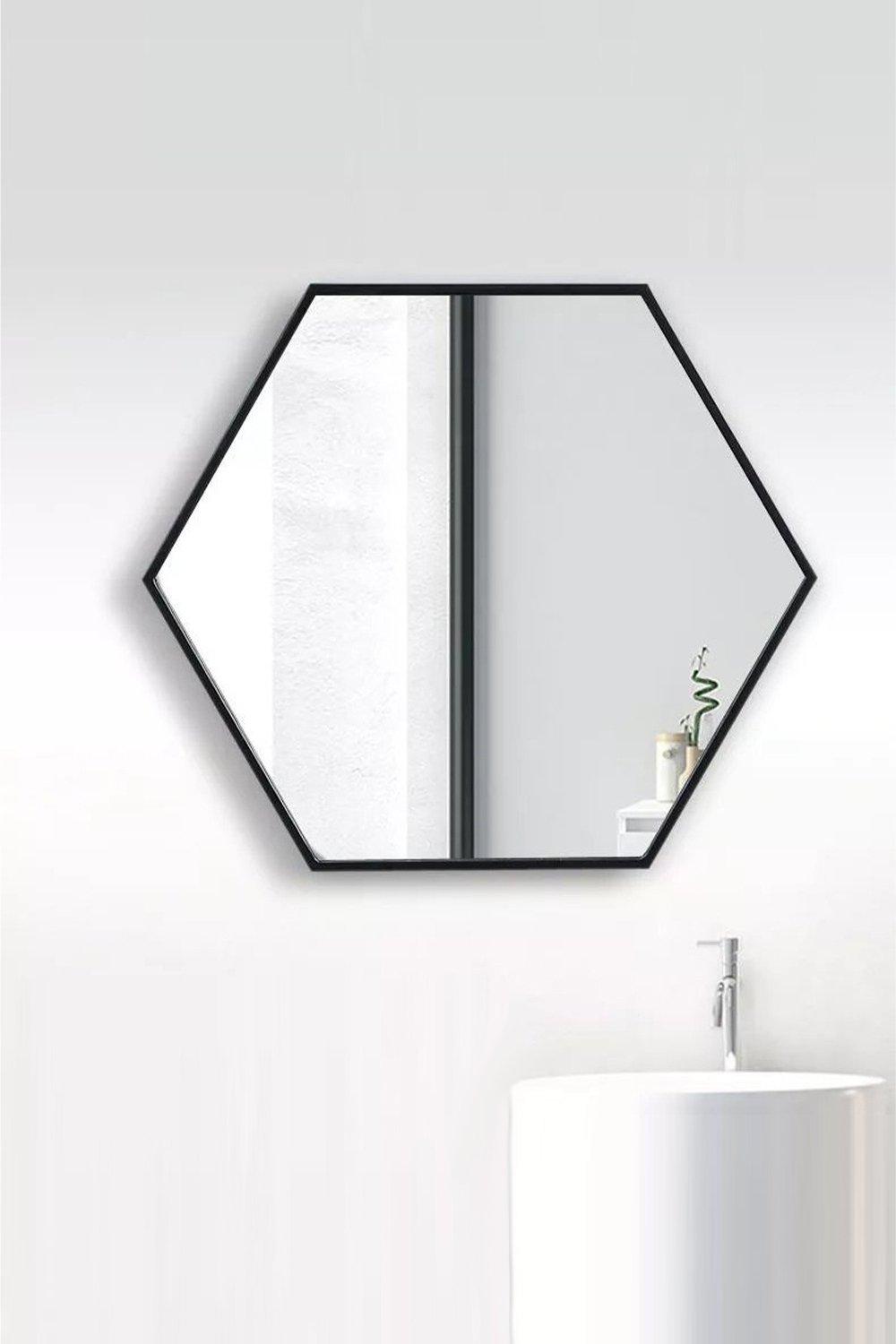 Wall Mounted Modern Hexagon Vanity Mirror for Living Room Bathroom