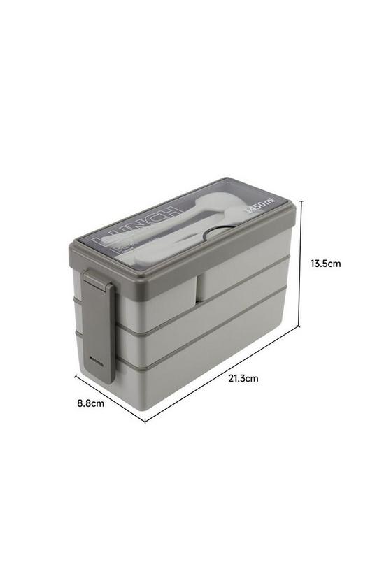 Living and Home 3-Layer 1450ML Plastic Bento Lunch Box 4-Compartment Stackable Food Container with Cutlery 6