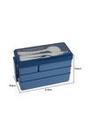 Living and Home 3-Layer 1450ML Plastic Bento Lunch Box 4-Compartment Stackable Food Container with Tableware Blue thumbnail 6