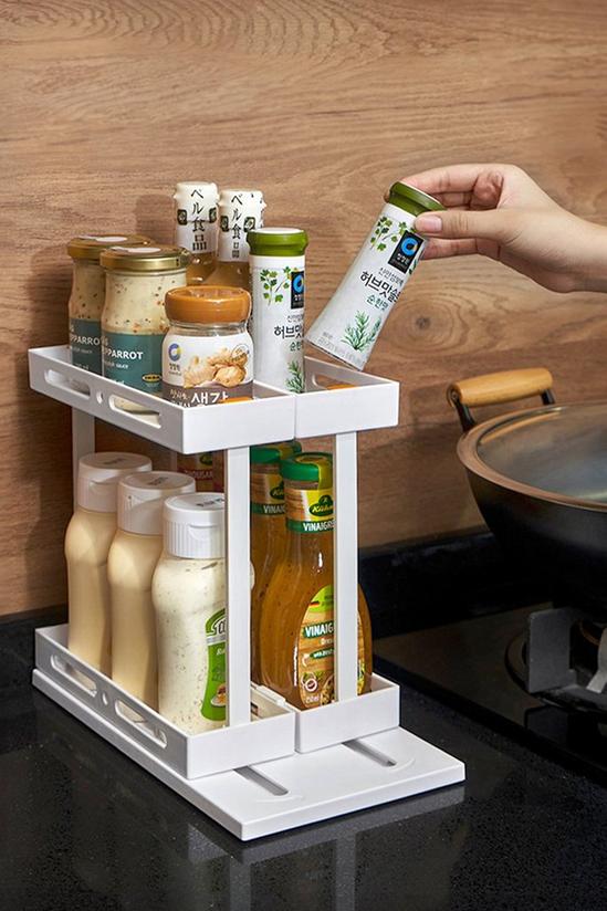 Living and Home 2-Tier & 2-Row Kitchen Rotating Spice Rack Pull-out Storage Shelf 2