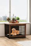 Living and Home Brown Wooden Wire Dog Crate Pet Cage thumbnail 1